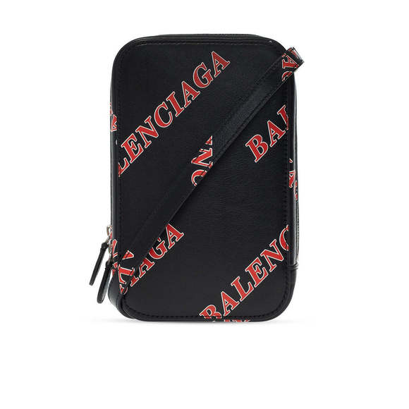 Balenciaga Black Calfskin Leather Sport Print Phone Holder - Picture 1 of 6